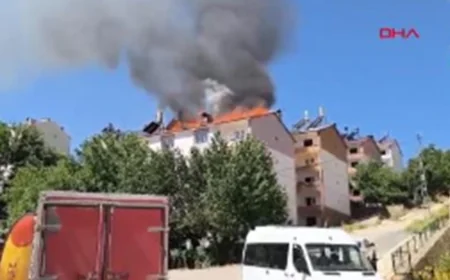 Tunceli’de çatı yangını