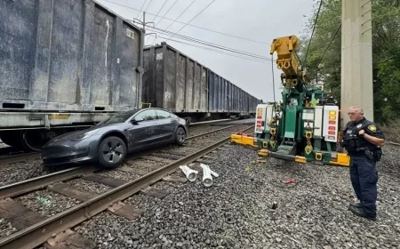 Otonom sürüşteki Tesla raylara sıkışarak trenle çarpıştı